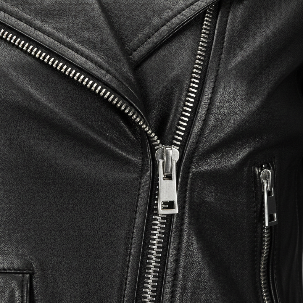 Stylemere Damen Bikerjacke aus Echtleder | Kurze Lederjacke im Cropped-Stil Schließen