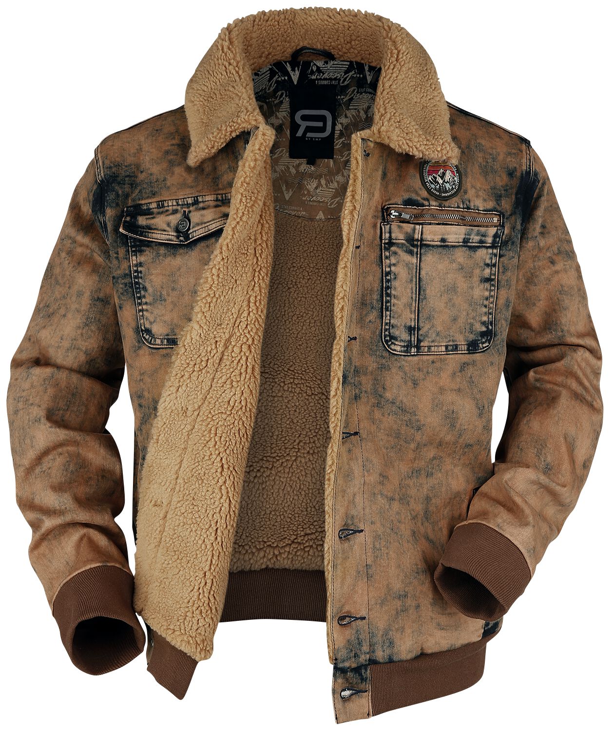 Stylemere Herren Übergangsjacke im Aviator-Look – Braun, Teddyfutter