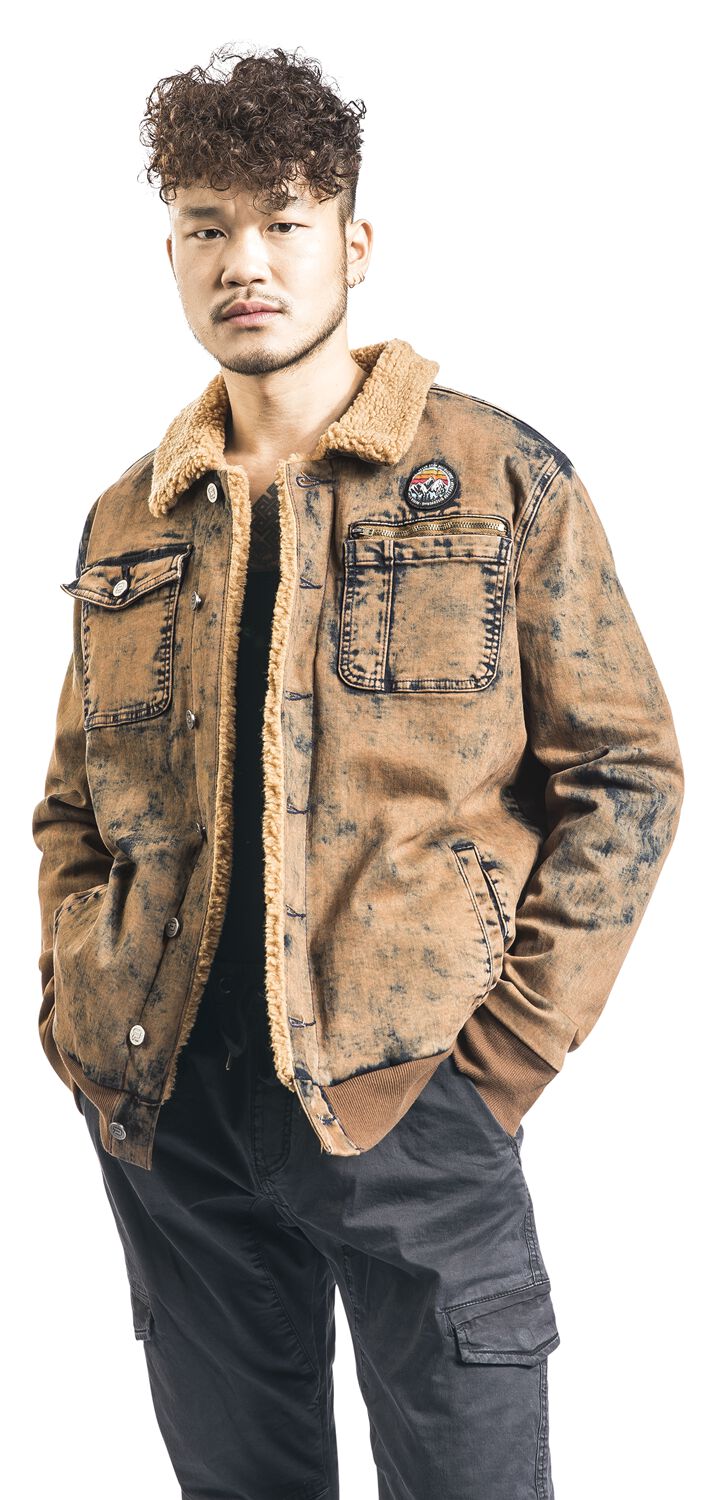 Stylemere Herren Übergangsjacke im Aviator-Look – Braun, Teddyfutter