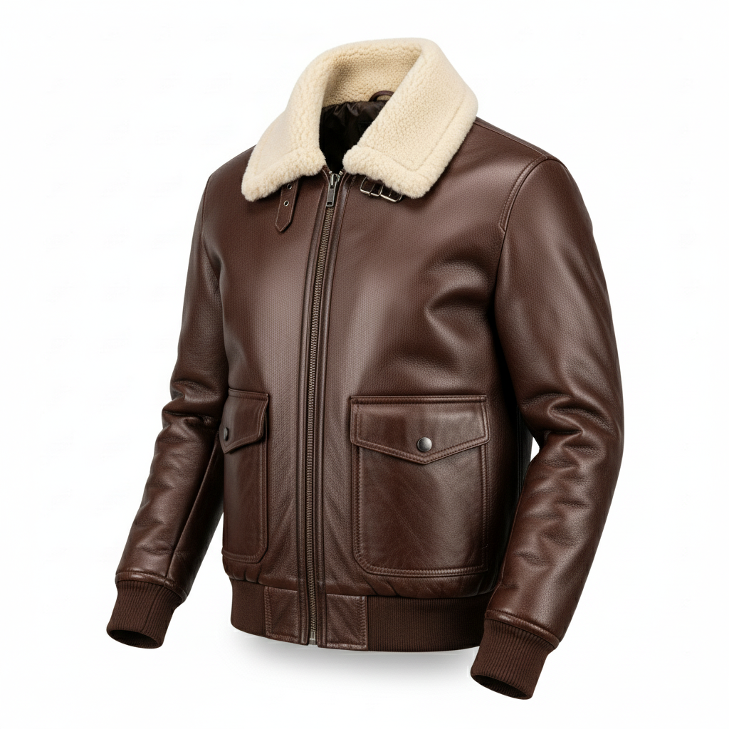 Stylemere Fliegerjacke aus Echtem Leder für Herren | Aviator Jacke Vintage Schließen