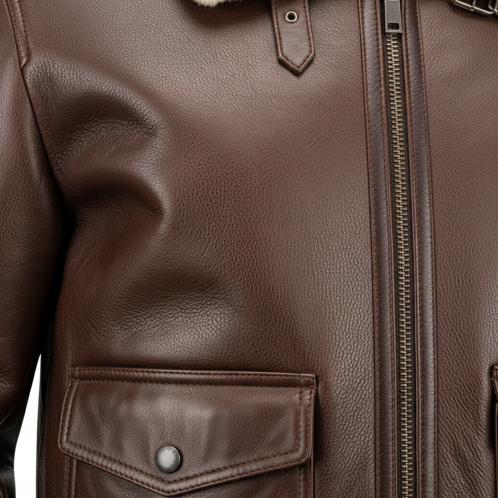 Stylemere Fliegerjacke aus Echtem Leder für Herren | Aviator Jacke Vintage Schließen