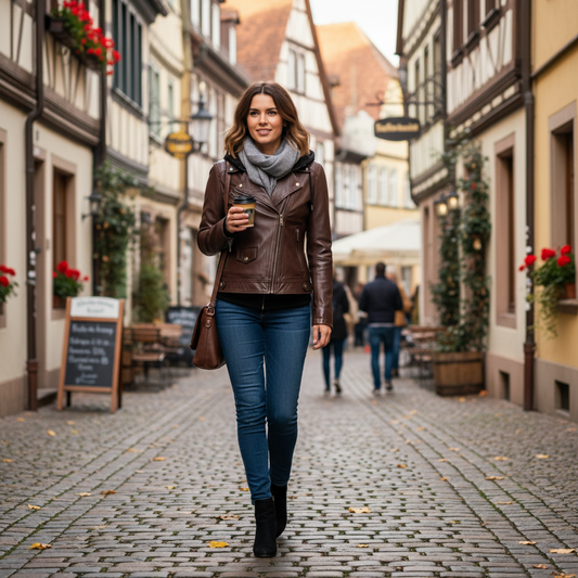 Stylemere 2-in-1 Lederjacke für Damen mit Abnehmbarer Kapuze | Bikerjacke Schließen