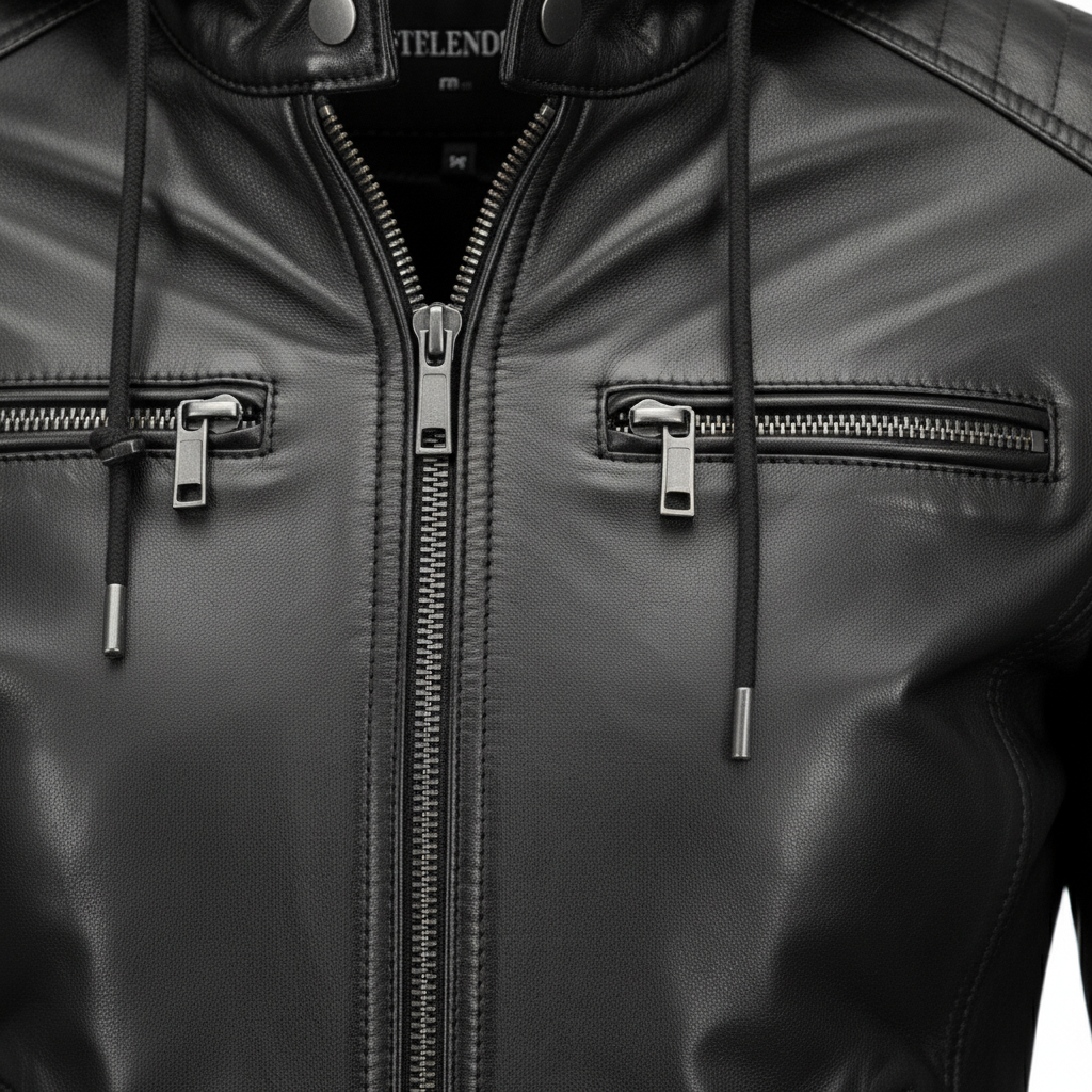 Stylemere 2-in-1 Lederjacke für Damen mit Abnehmbarer Kapuze | Bikerjacke Schließen