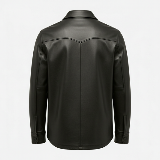 Stylemere Herren Leder-Overshirt | Modernes Utility Hemd aus Echtleder Schließen