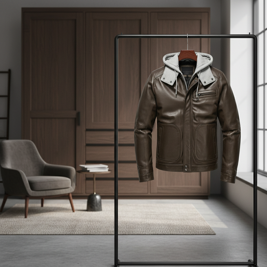 Stylemere Damen Lederjacke mit Abnehmbarer Kapuze | Echtleder Bikerjacke Schließen