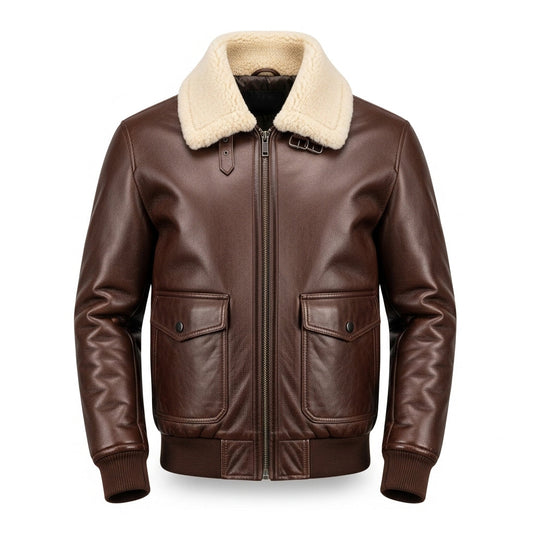 Stylemere Fliegerjacke aus Echtem Leder für Herren | Aviator Jacke Vintage Schließen