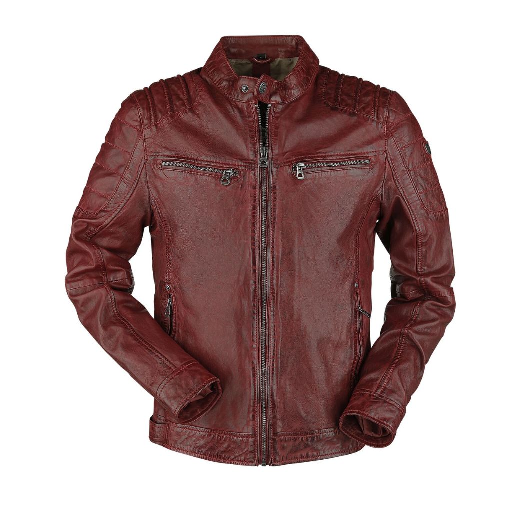 Stylemere Herren Vintage Lederjacke aus weichem Echtleder – Rot, Slim Fit