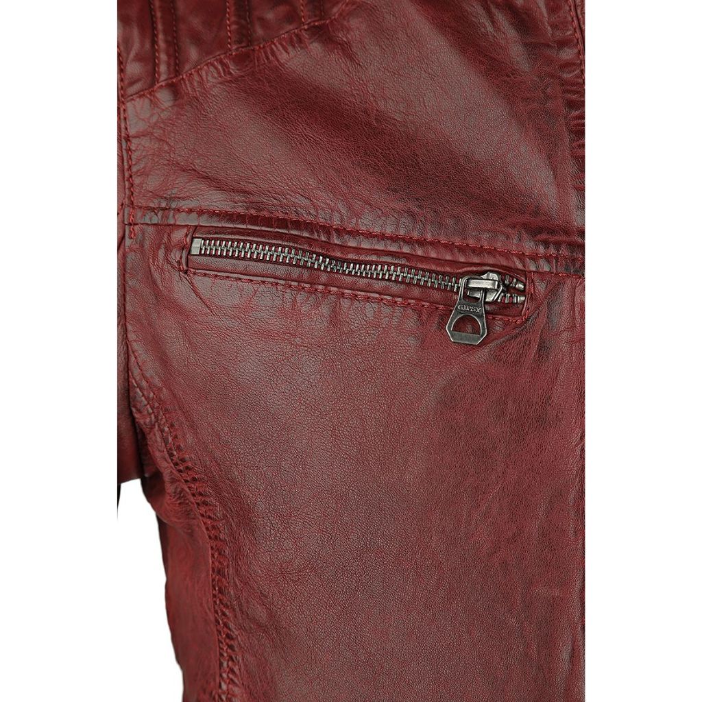 Stylemere Herren Vintage Lederjacke aus weichem Echtleder – Rot, Slim Fit