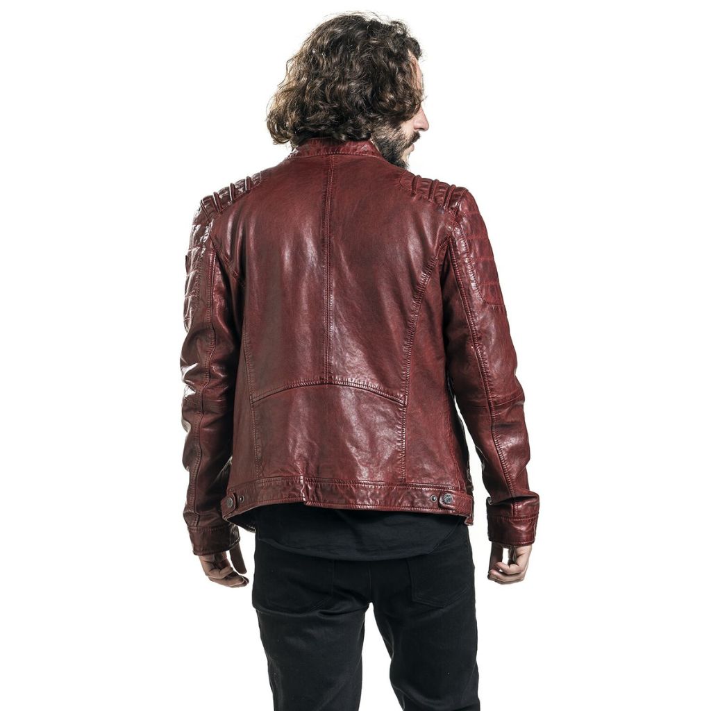 Stylemere Herren Vintage Lederjacke aus weichem Echtleder – Rot, Slim Fit