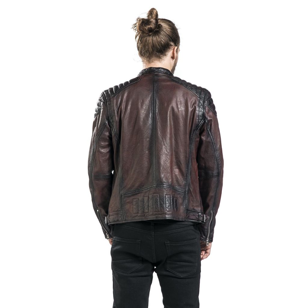 Herren Vintage Biker-Lederjacke aus weichem Echtleder – Rötlichbraun, Regular Fit
