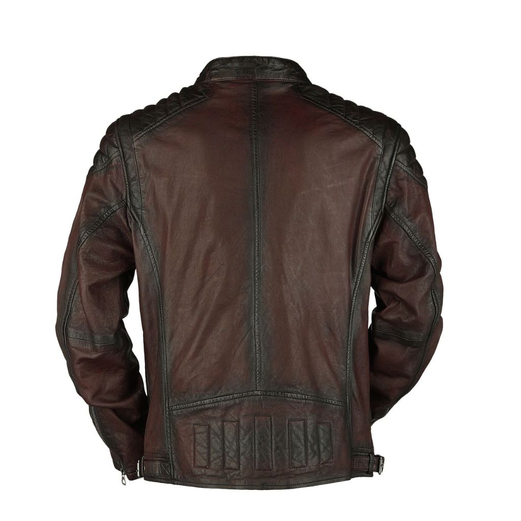 Herren Vintage Biker-Lederjacke aus weichem Echtleder – Rötlichbraun, Regular Fit