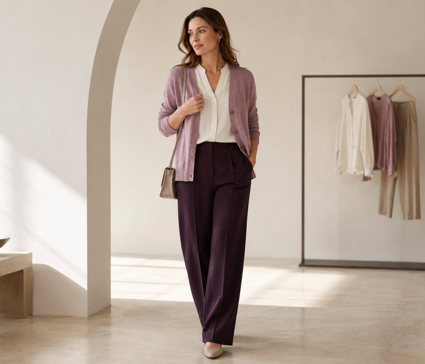 Modernes Stylemere Damenoutfit mit kombinierbaren Kleidungsstücken